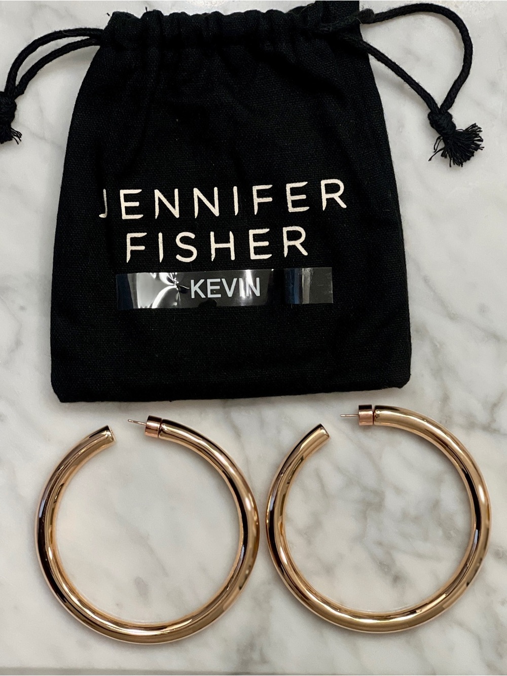 Jennifer Fisher KEVIN hoops 2.5 inches in ROSE GOLD; like new - Picture 4 of 6